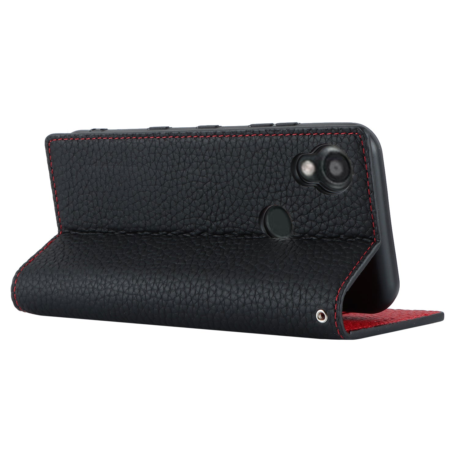 Wallet Cover for Kyocera Digno SX3 KYG02 Litchi Texture Genuine Cow Leather Phone Stand Case with Strap - Black Wallet Cover for Kyocera Digno SX3 KYG02 Litchi Texture Genuine Cow Leather Phone Stand Case with Strap - Black